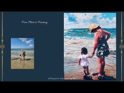 Mother and Child at Beach Oil Portrait