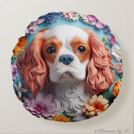 Round Pillow - King Charles Spaniel front