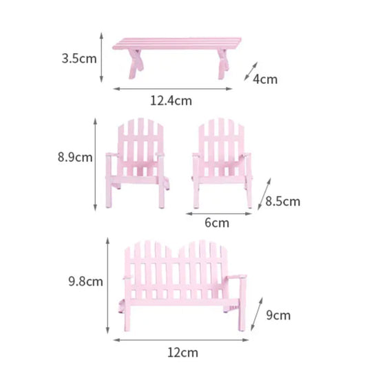 Dollhouse Park Table And Chairs  size chart