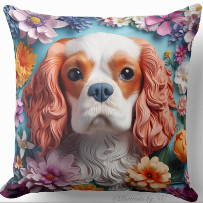 Throw Pillow in Various Sizes- King Charles Spaniel front and back