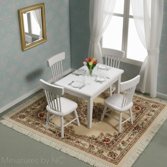  1:12 Scale Wooden Dining Suite in white