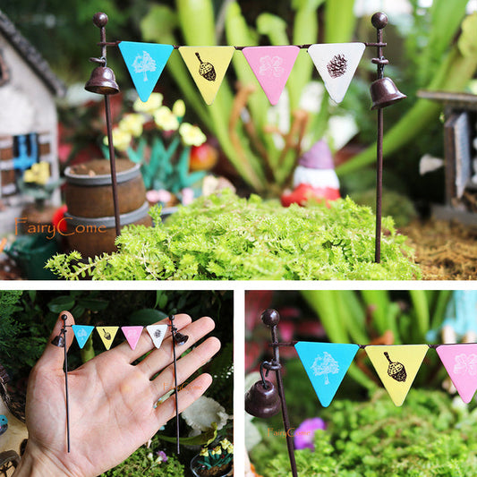 Pastel Bunting Flags Miniature Garden Decor 1 12 scale