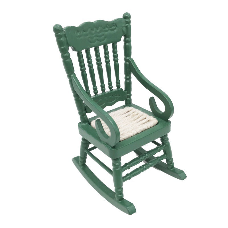 Miniature Rocking Chair 1 12 Scale Dollhouse Furniture green