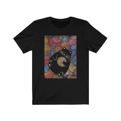 Süße Katze mit Wollknäuel Unisex Jersey Kurzarm T-Shirt