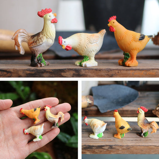 3 Miniature Chickens 1 12 Scale Dollhouse Diorama Animals