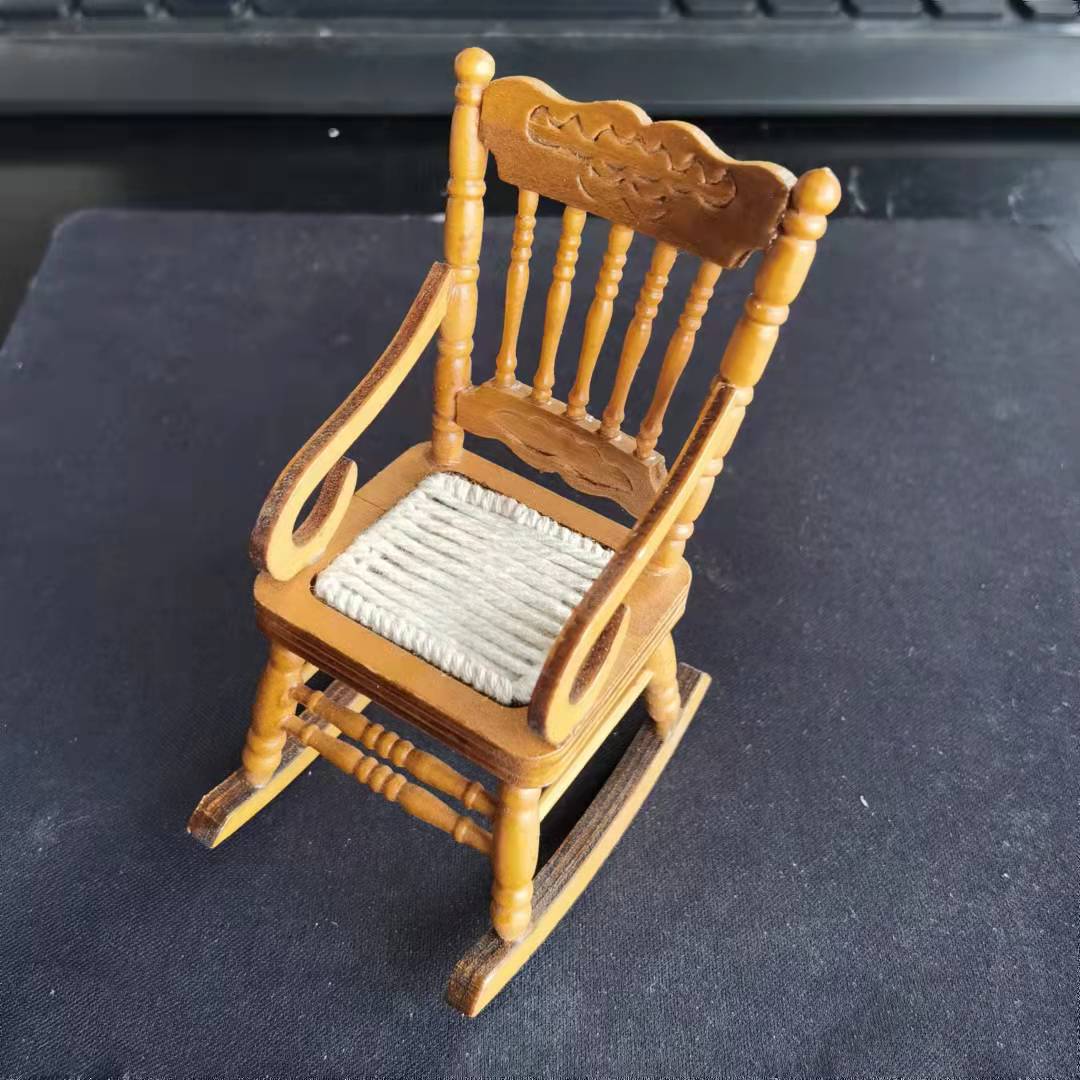 Miniature Rocking Chair 1 12 Scale Dollhouse Furniture brown