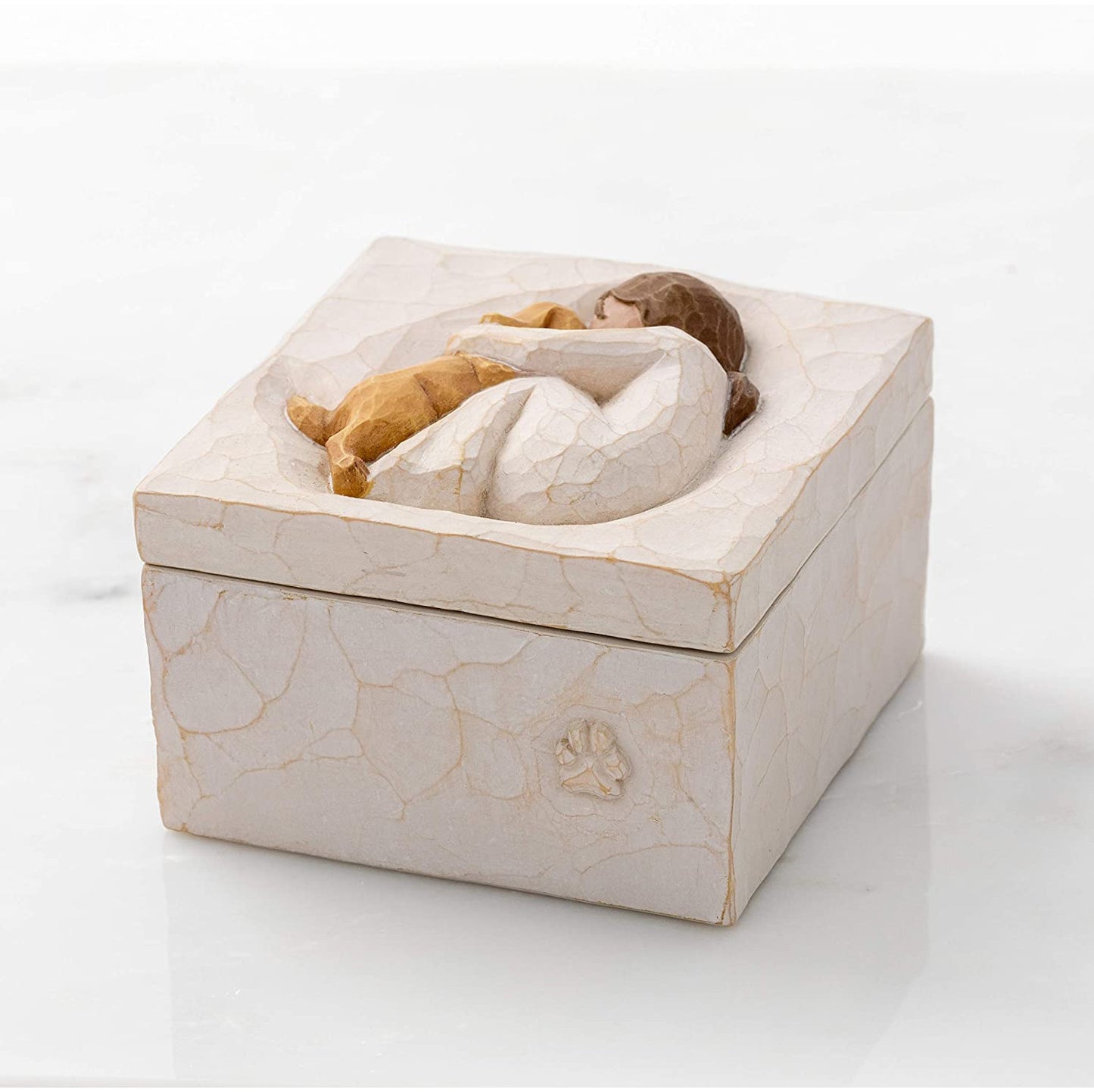 Decorative keepsake box woman with dog with lid closed