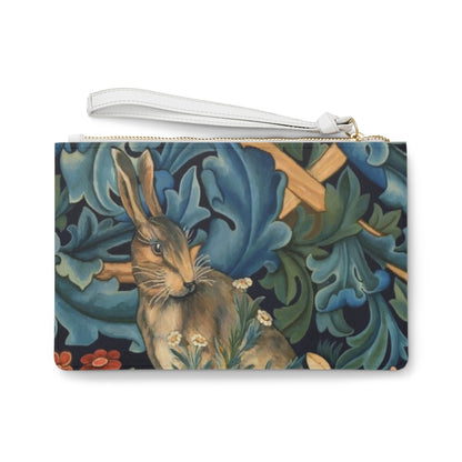 Clutch Bag - William Morris Forest Rabbit Design with strap