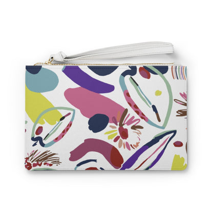 Clutch Bag - Modern Blooms with white strap