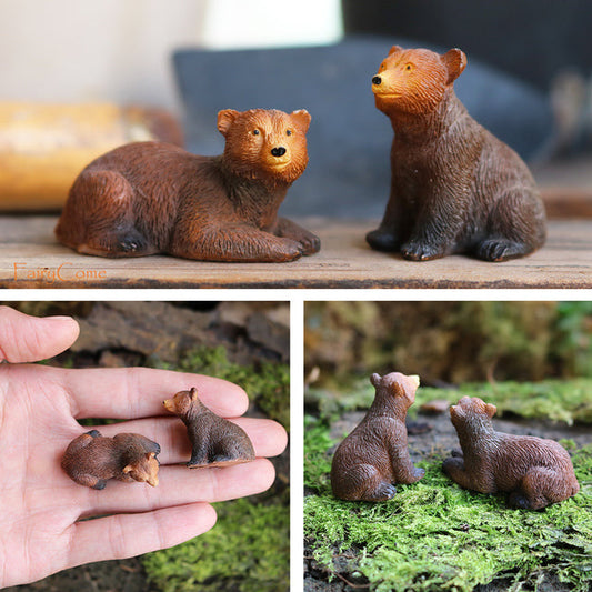 2 Miniature Bears 1 12 Scale Dollhouse Diorama Animals