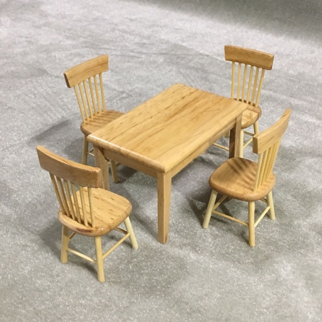 Wooden Dollhouse Furniture of Table & Chair brown wood