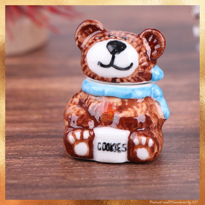 Bear Cookie Jar 1 12 Scale Miniature Dollhouse Accessory on table