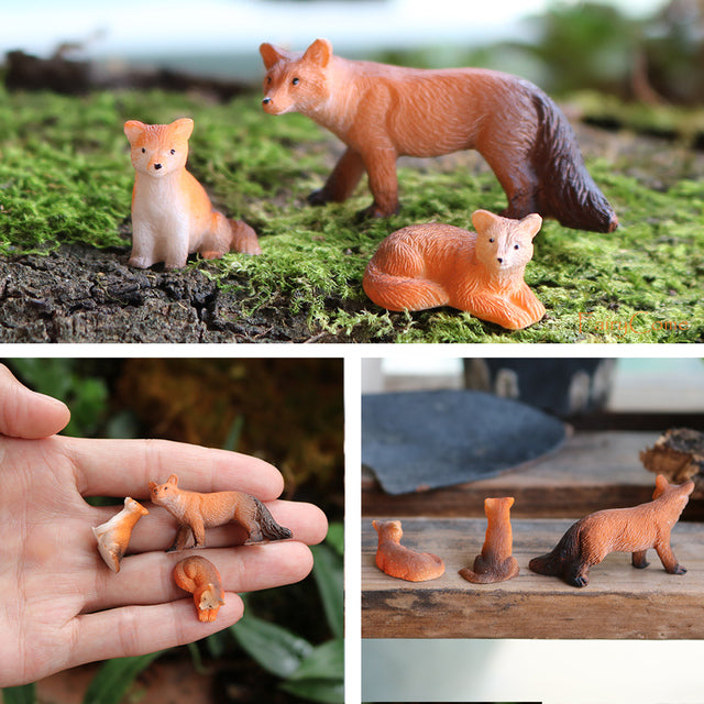 3 Miniature Foxes 1 12 Scale Dollhouse Diorama Accessory