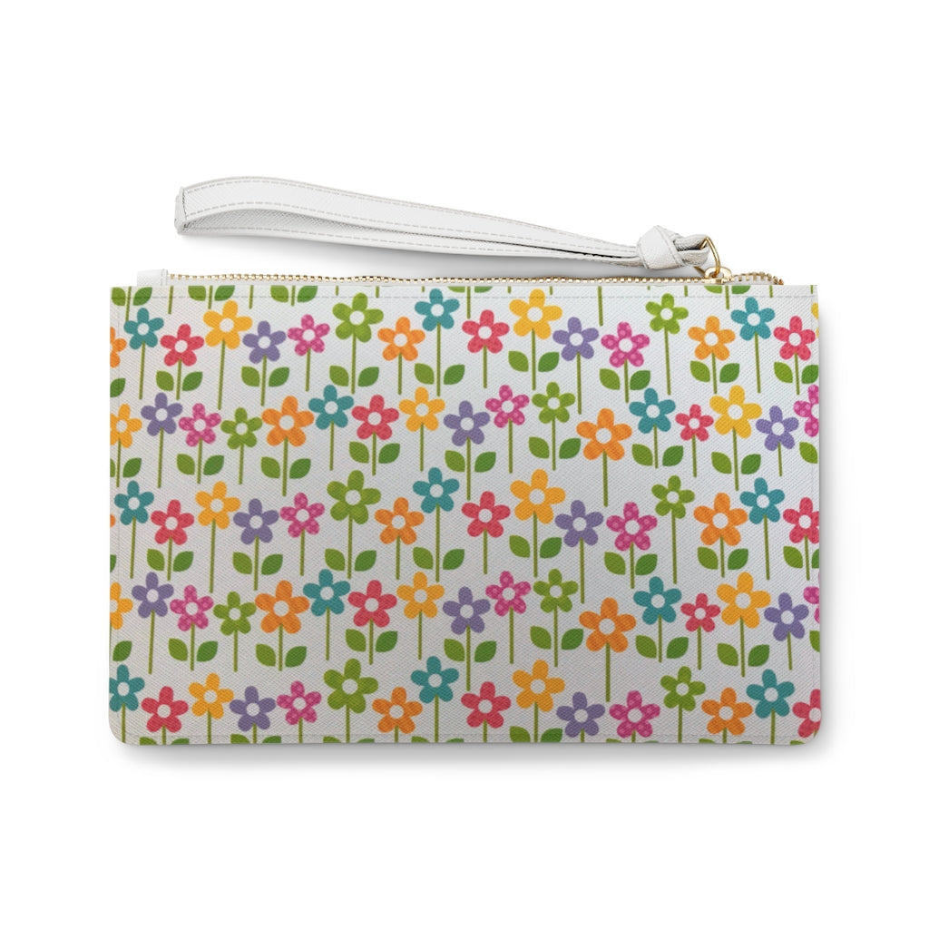 Clutch Bag Flowery Summer Bag with white strap