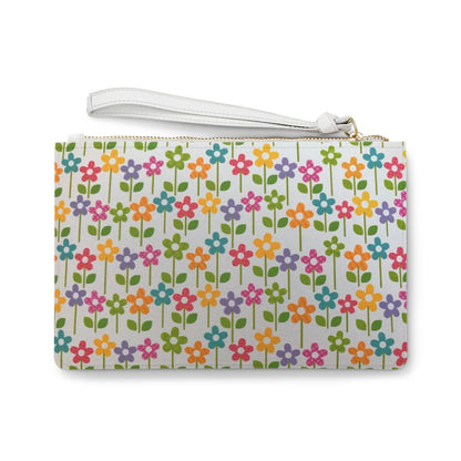 Clutch Bag Flowery Summer Bag with white strap