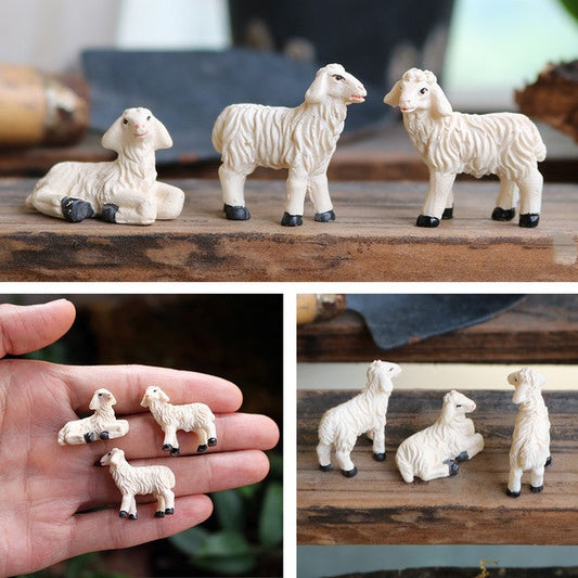 3 Miniature White Sheep 1 12 Scale Dollhouse Diorama Farm Animals
