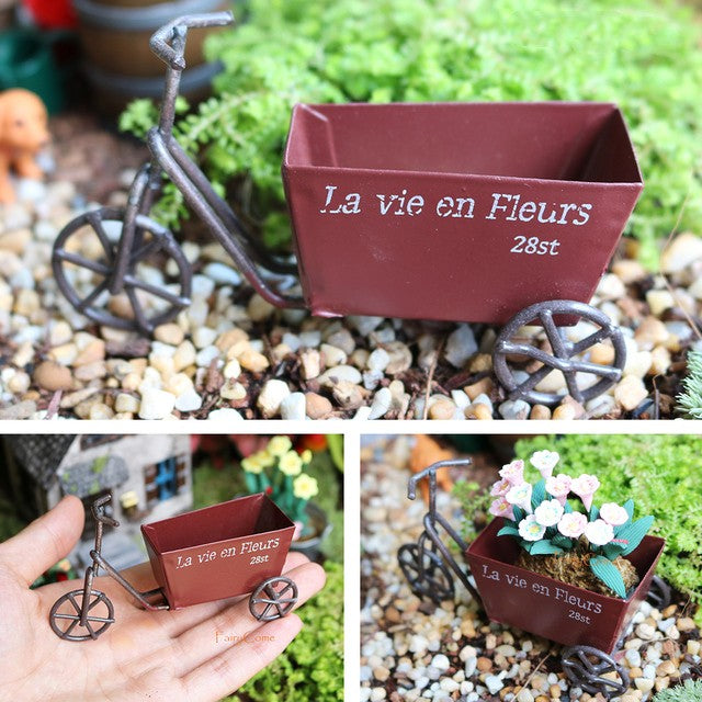 Miniature Rustic Tricycle 1 12 Scale Dollhouse Diorama Garden Accessory Red