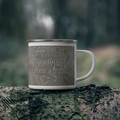 Enamel Camping Mug with Gardening Quote - Gifts for Gardeners