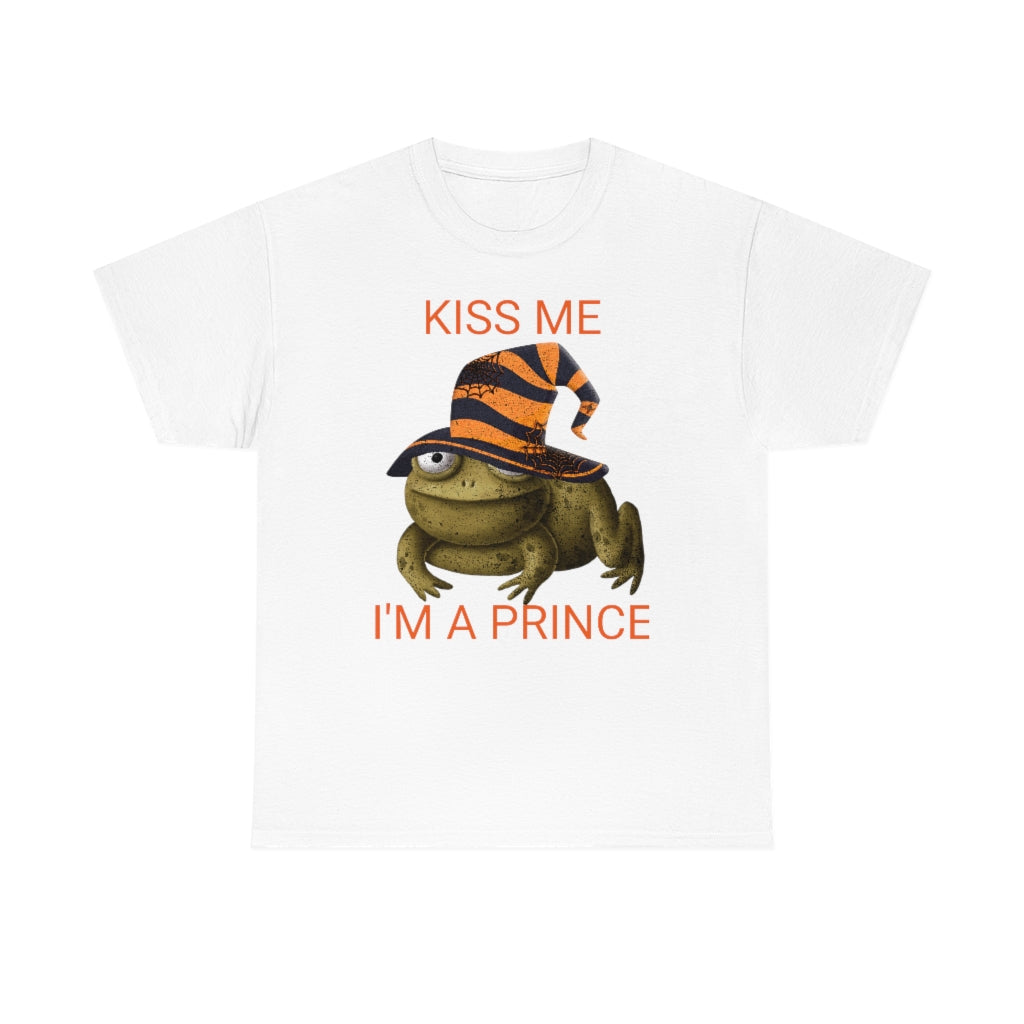Kiss Me I'm a Prince - Halloween Toad Heavy Cotton Tee white