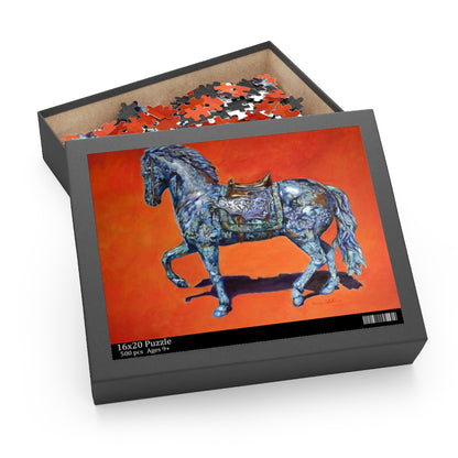 Puzzle photo (120, 252, 500 pièces) - Puzzle cheval indigo