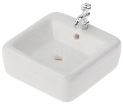 Dollhouse Sink 1/12 Scale Washbasin - Diorama Scene Accessories with faucet