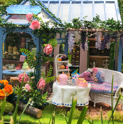 Rose Garden Tea House Miniature Diorama - Made to Order