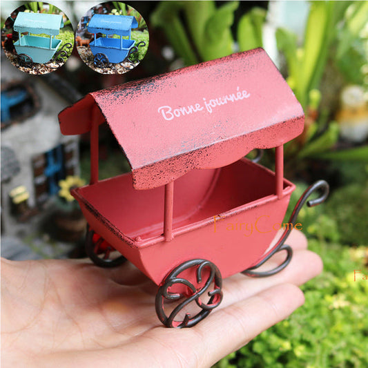 red Covered Miniature Wheelbarrow 1 12 Scale Dollhouse Diorama Accessory