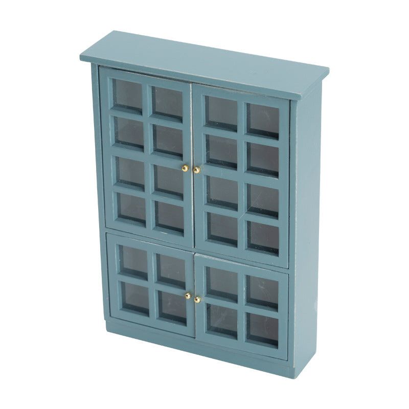 Miniature Glass Cabinet 1/12 Scale Dollhouse Furniture blue