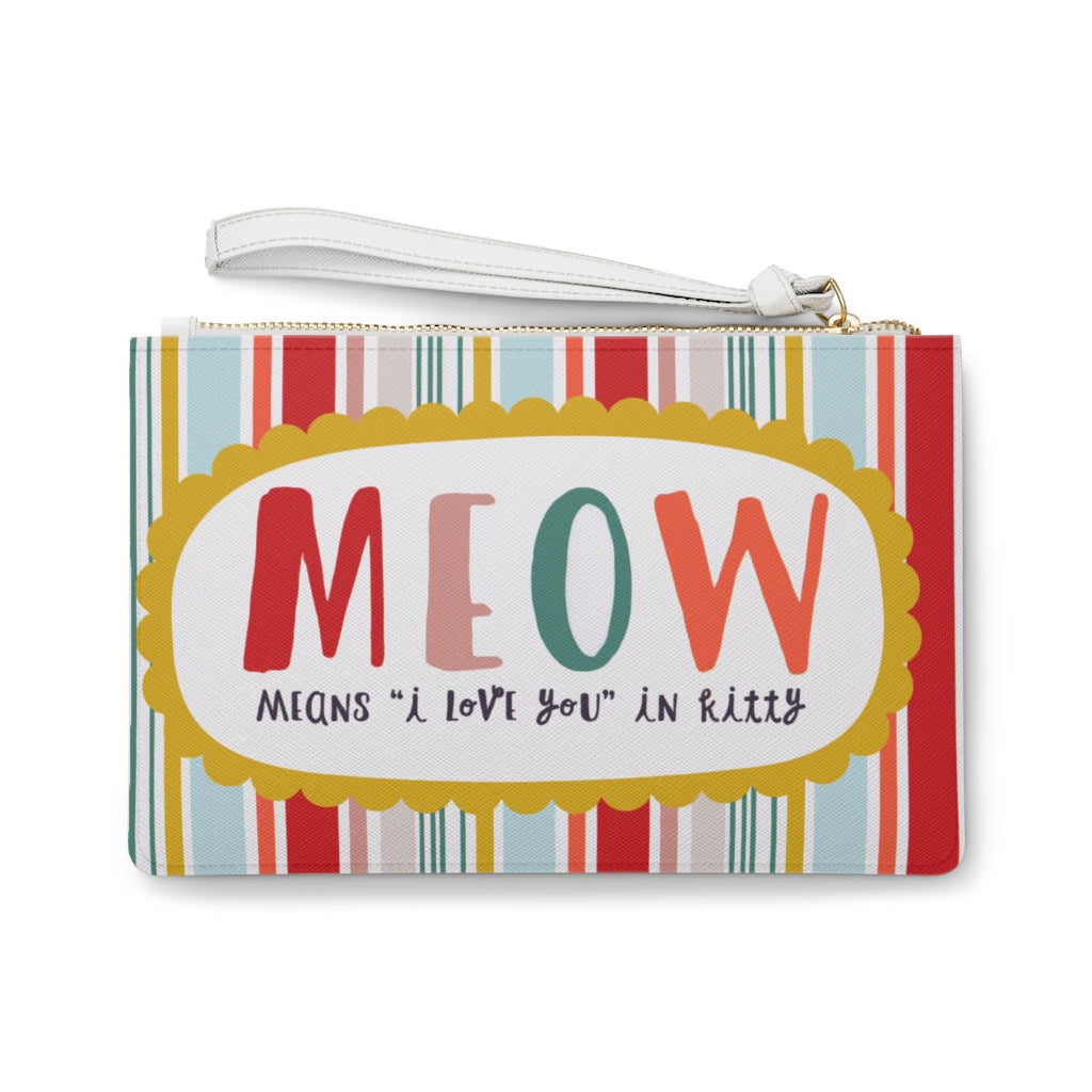 Clutch Bag - Meow Design for Cat Lovers with stripe design