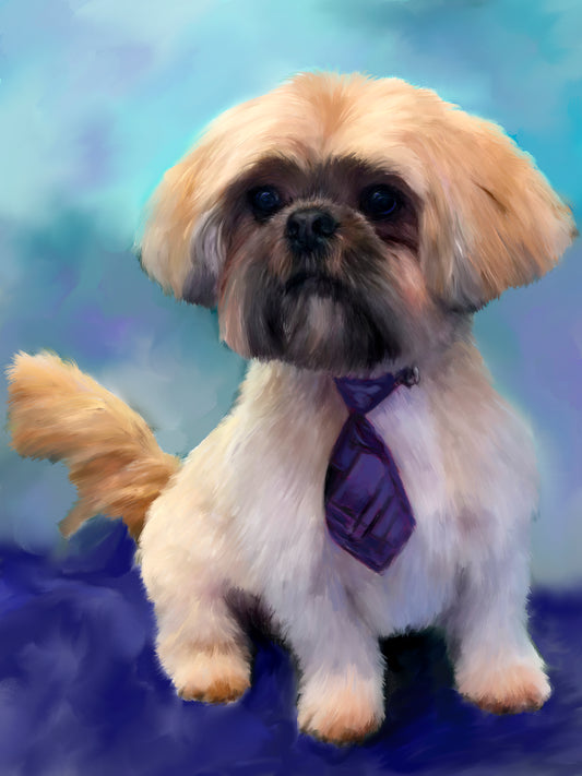 Shih Tzu Custom Painted Pet Portrait