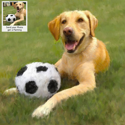 Golden Retriever with Soccer Ball Portrait