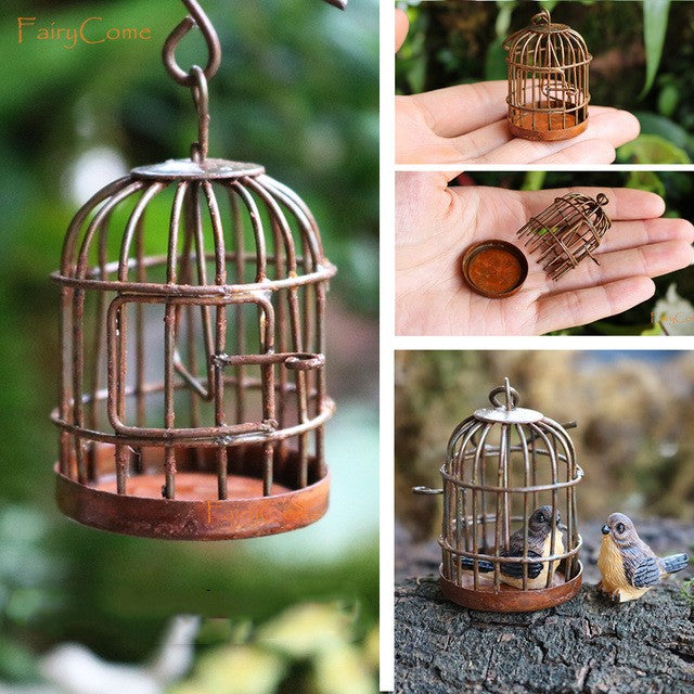 Miniature Rustic Vintage Style Hanging Birdcage 1/12 Scale Dollhouse Accessory
