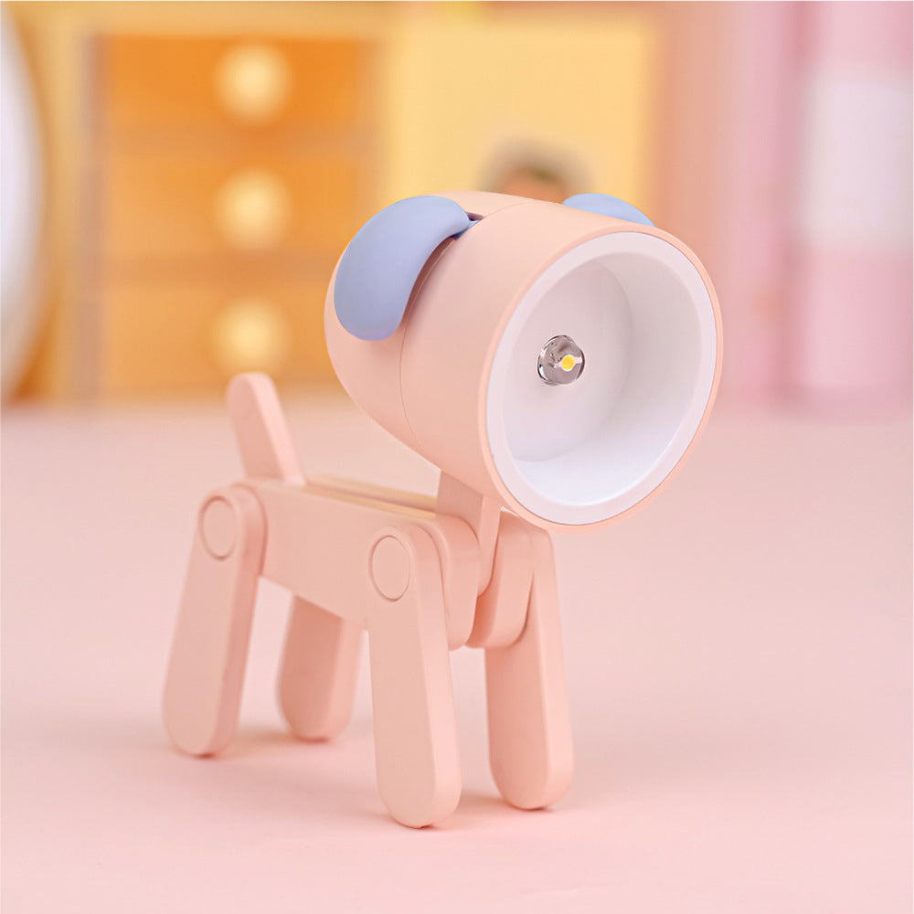 Small Mini Folding - Table Lamp - Night Light 1/6 Scale Doll Accessory Various Animal Shapes pink puppy