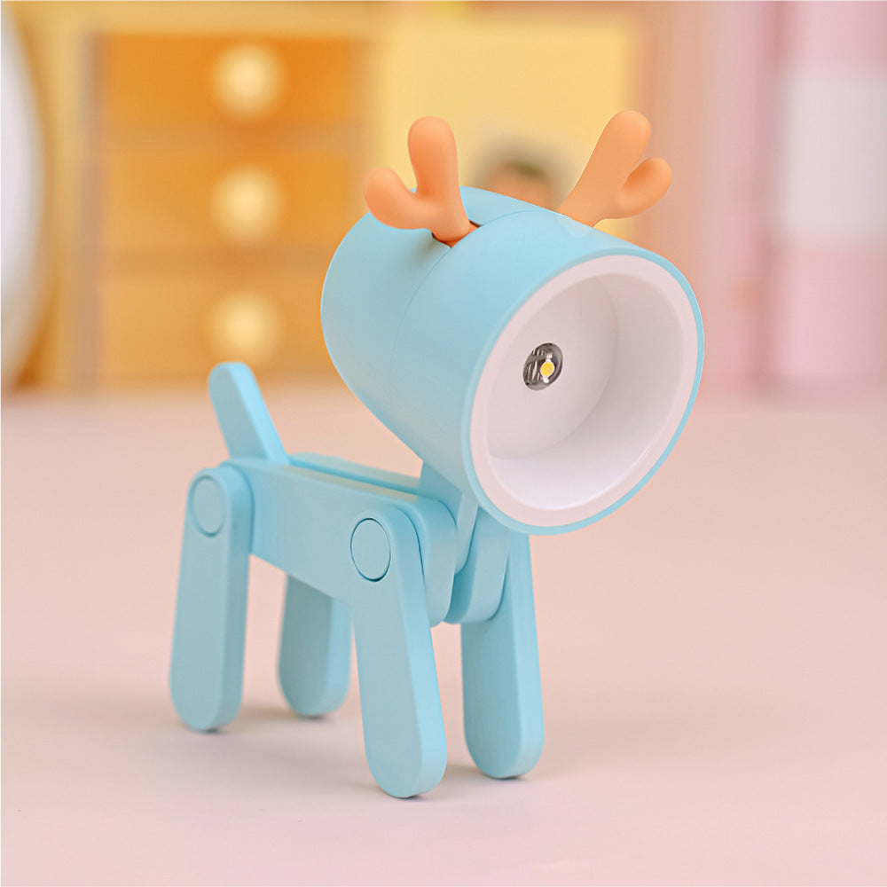 Small Mini Folding - Table Lamp - Night Light 1/6 Scale Doll Accessory Various Animal Shapes blue deer