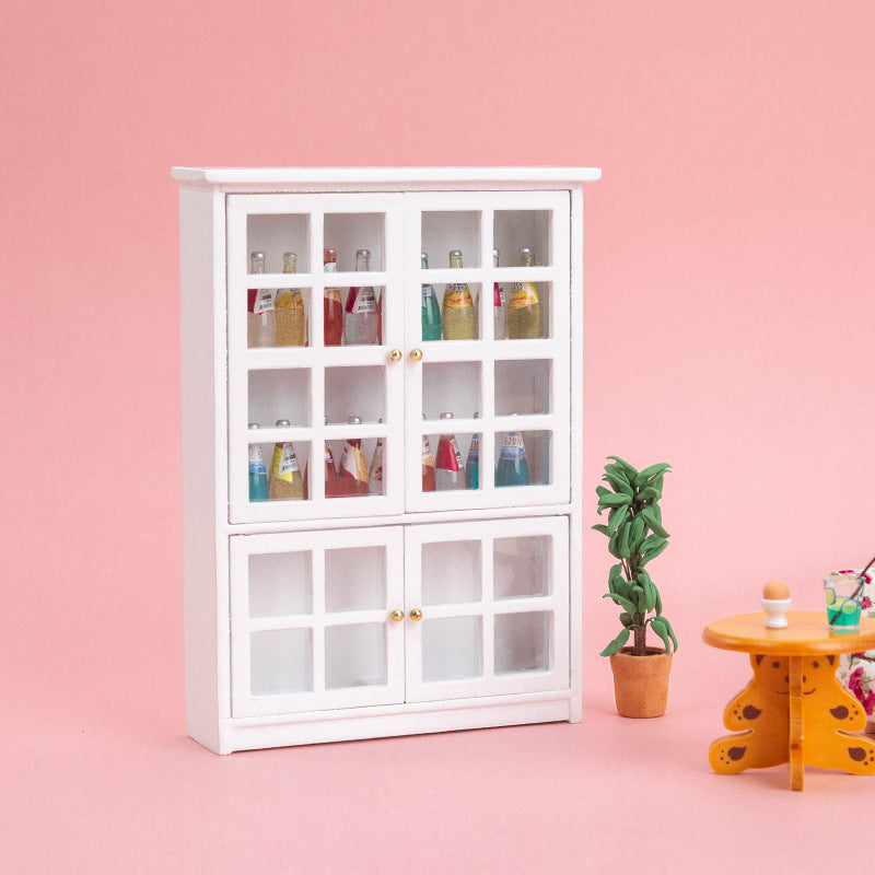 Miniature Glass Cabinet 1/12 Scale Dollhouse Furniture filled