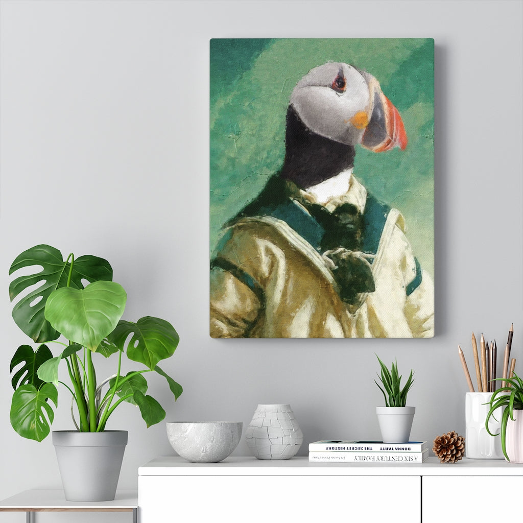 Stretched Canvas Print - Puffin Ahoi over cabinet