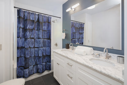 Shower Curtains - Blue Bricks Design