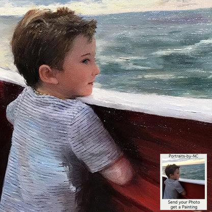 Boy at Sea Oil Portrait