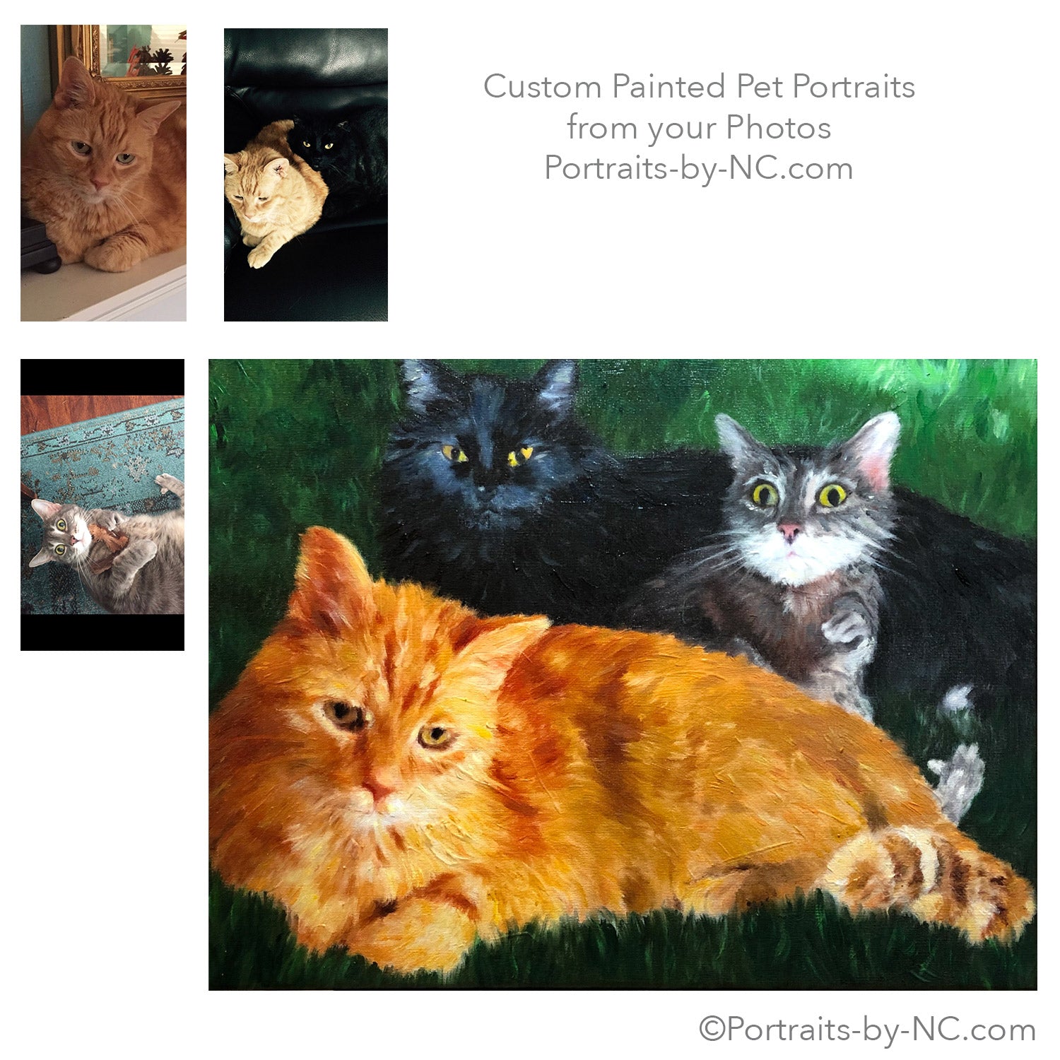 Cats Group Portrait in Oil 684 - Portraits by NC