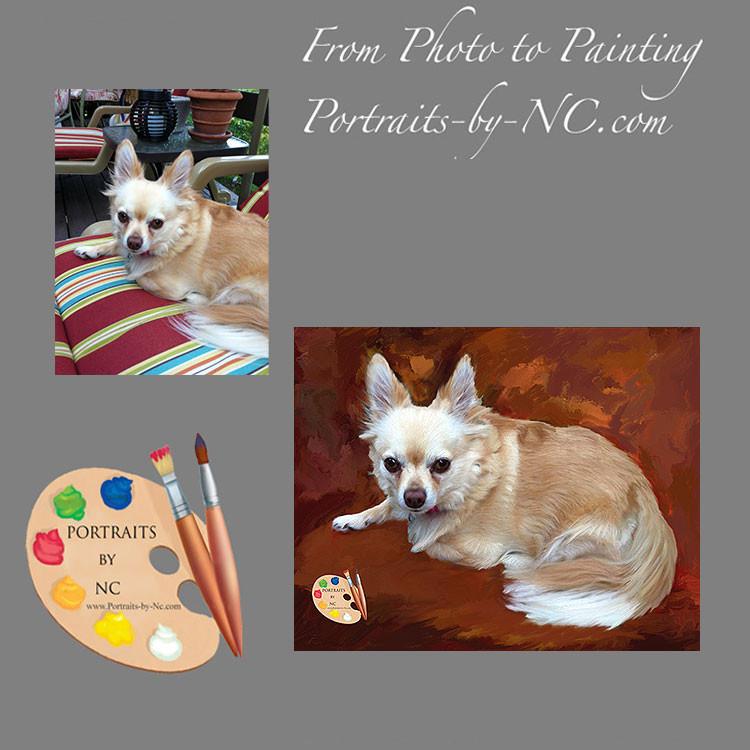 Custom Painted Chihuahua Dog Portrait
