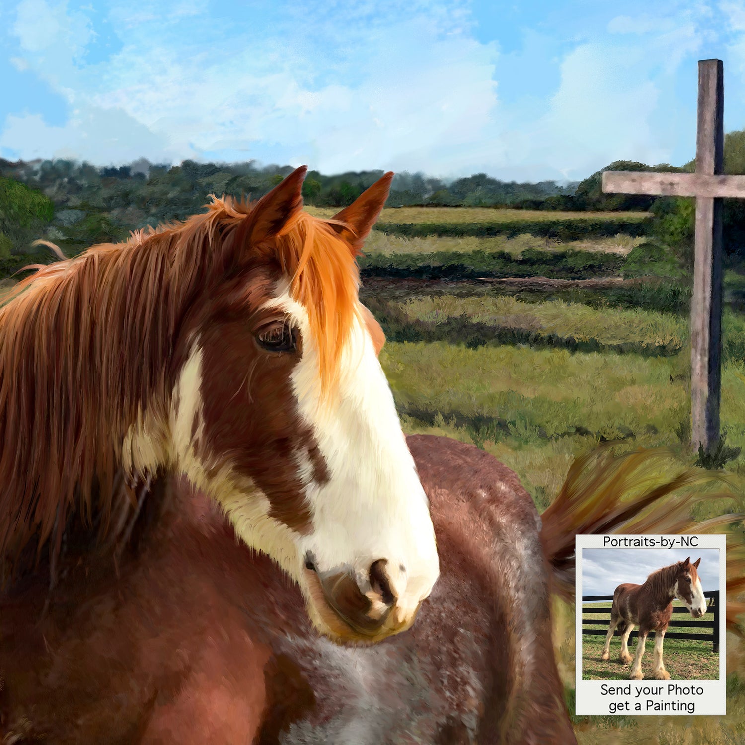 Clydesdale Horse Portrait — Commissioned Oil - custom pet portraits hand-painted and digital by portrait artist Enzie Shahmiri