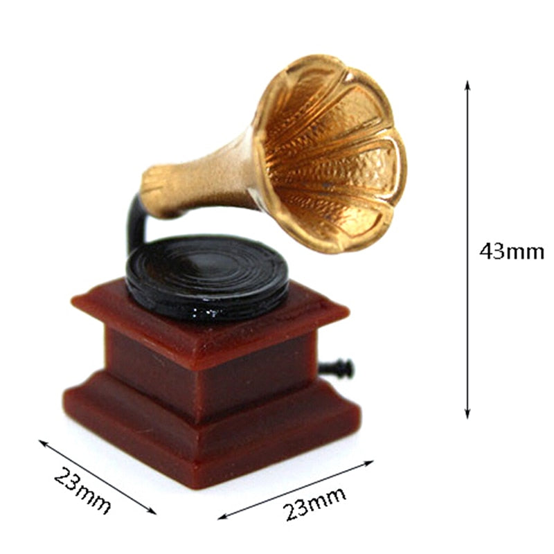 Miniature Phonograph 1 12 Scale Dollhouse Diorama Prop Size