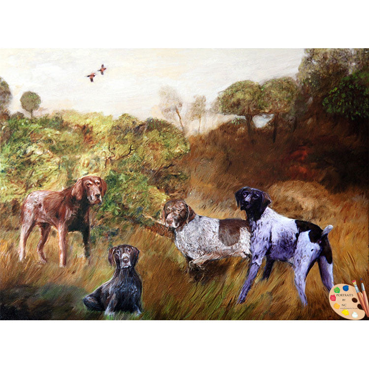 Group Dog Painting Hunting Dogs 355