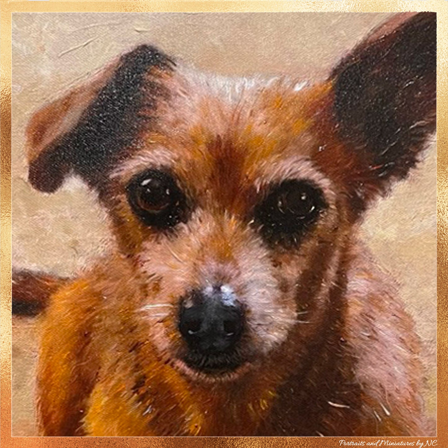 Jack Russell Dachshund Mix Oil Portrait of Oskie