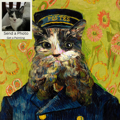 ANIMAUX DE COMPAGNIE EN COSTUME - Portrait de chat de costume de maître de poste de Van Gogh
