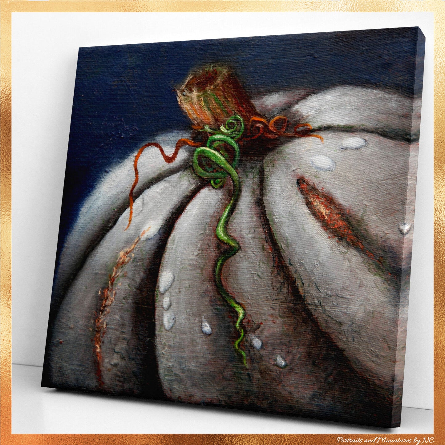 Pumpkin Stretched Canvas Print -Kissed by the Moon