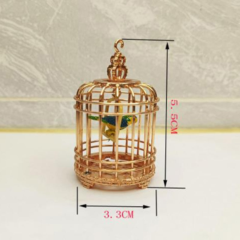 Cage à oiseaux en métal avec perruche - accessoire de maison de poupée à l'échelle 1/12