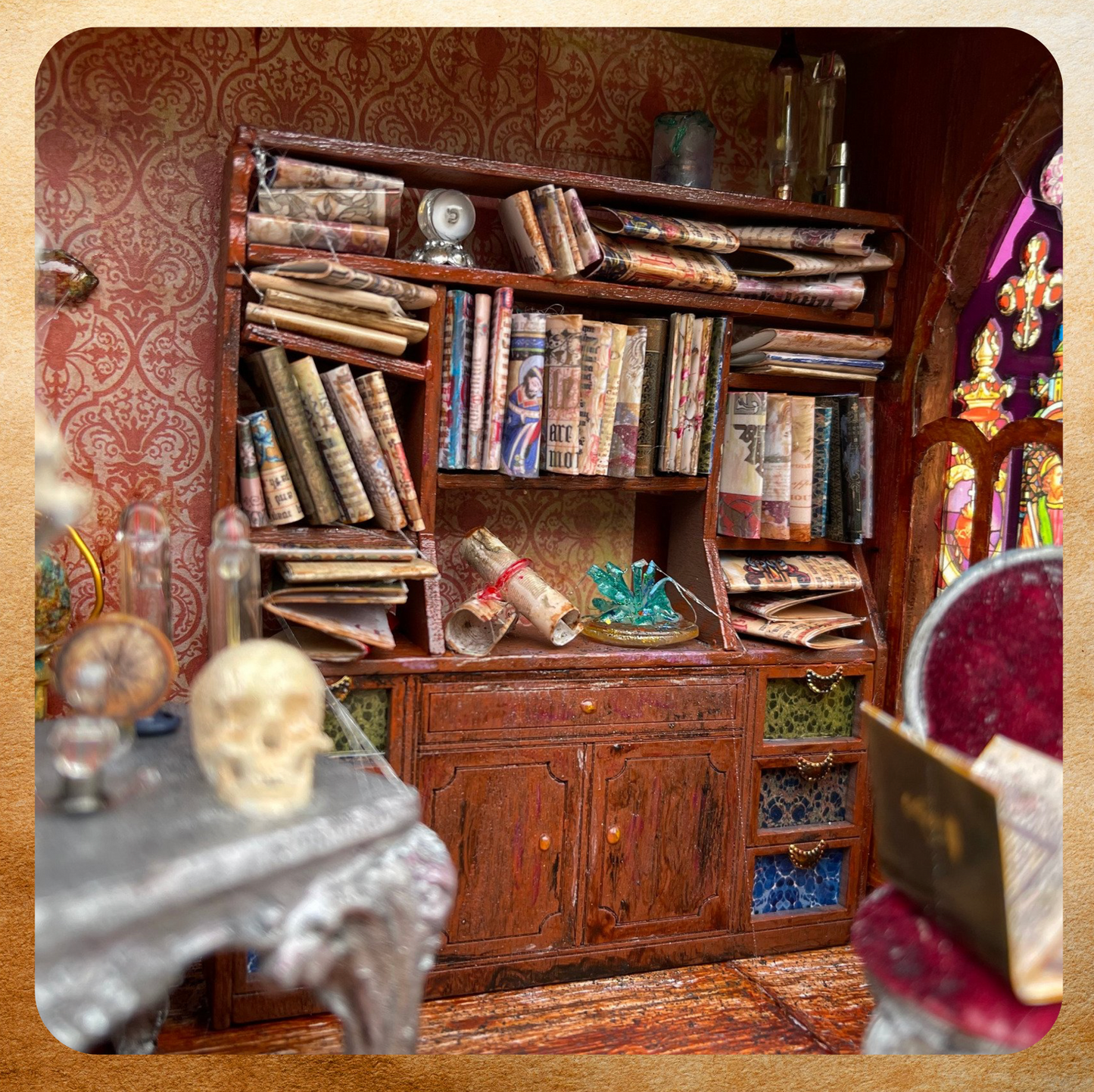 Abandoned Library Diorama Bookshelf Miniature