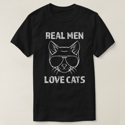 T-shirt Les vrais hommes aiment les chats 
