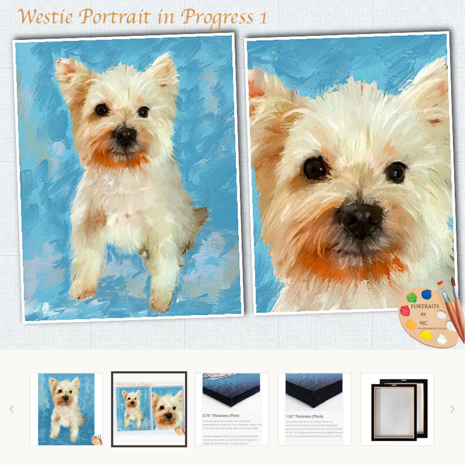 Westie Digital Dog Portrait in Progress